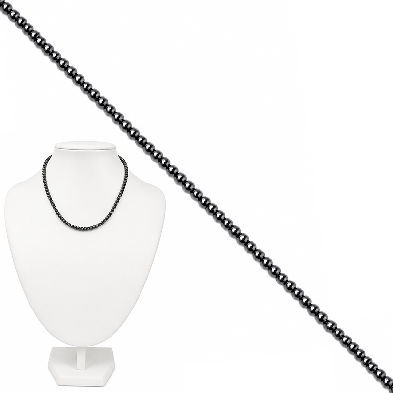 Collier en Hématite Magnétique – Boules 4 mm – 42 cm - La pièce