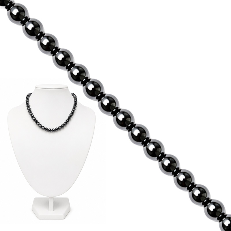 Collier hématite magnétique boules 8mm 42cm