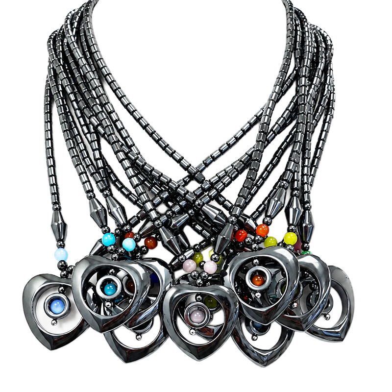 Colliers hématite et oeil de chat 10 pcs