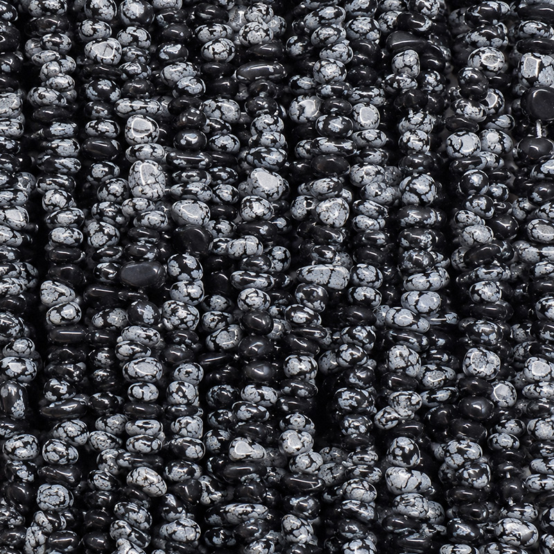 Collier Obsidienne neige baroque – 42 cm – Lot de 10 pièces