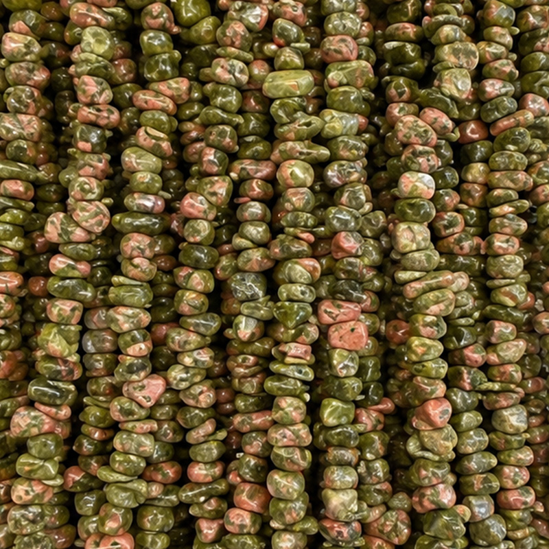 Collier Unakite Baroque – 85 cm – Lot de 10 pièces