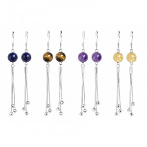Boucles d'oreilles 8mm, différentes pierres, argent 0.925