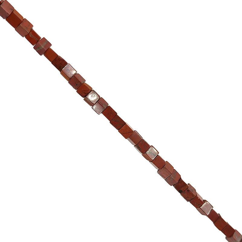 Fil carré Jaspe Rouge 4 ou 8 mm - La pièce