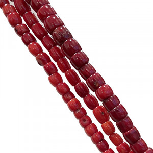 Fils bambou de mer teinté rouge - tubes - 3 pièces