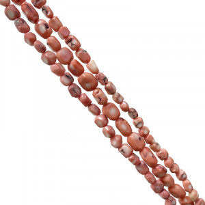 Fils Bambou de mer teinté rose - Tranches facettées - 40 cm