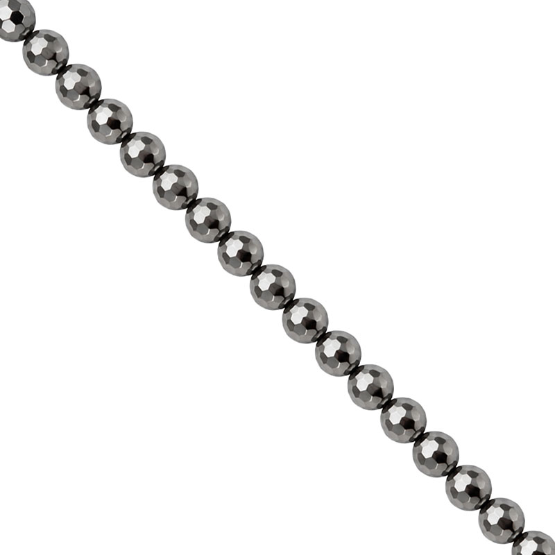 Fil Hématite Galvanisée Argentée 40 cm – Perles Facettées 3 ou 6 mm