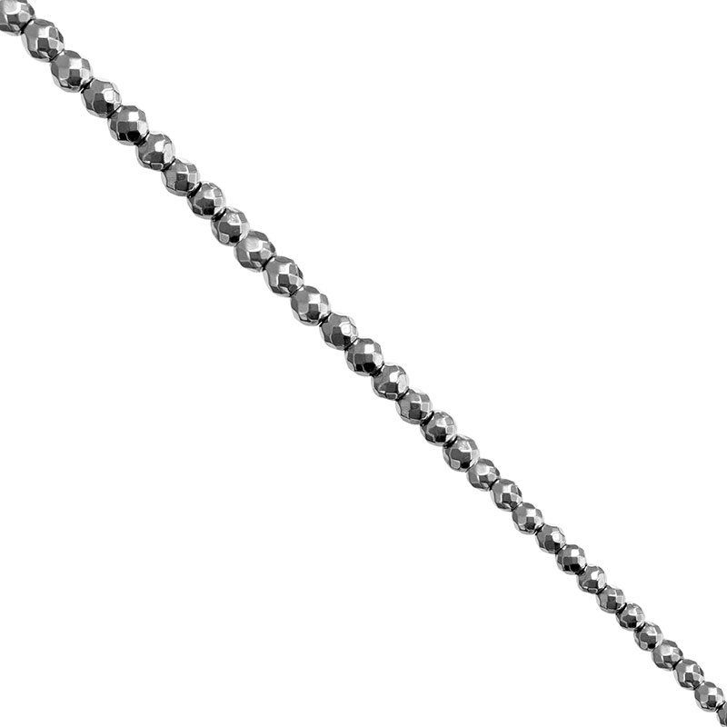 Fil Hématite Galvanisée Argentée 40 cm – Perles Facettées 3 ou 6 mm