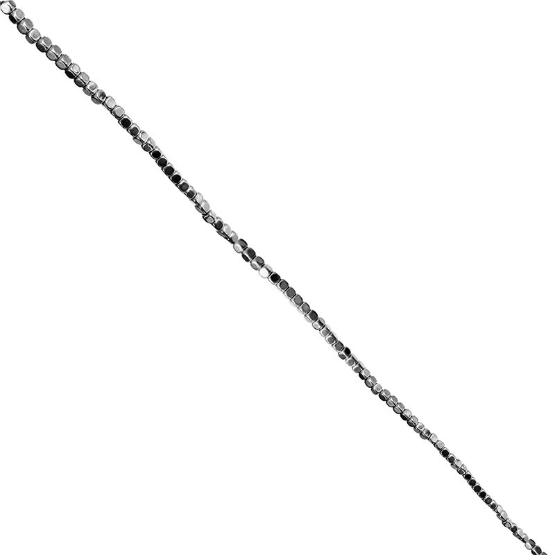 Fil Hématite Galvanisée Argentée 40 cm – Perles Carrées Arrondies
