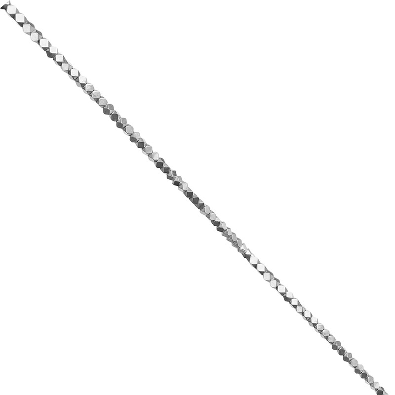 Fil Hématite Galvanisée Argentée 40 cm – Perles Carrées Tronquées