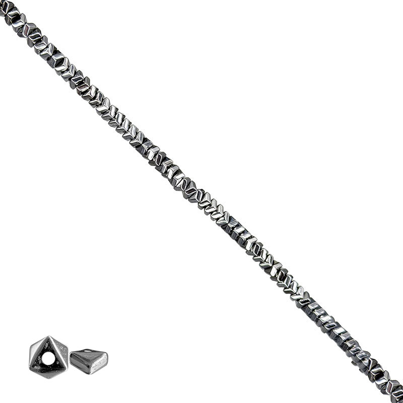 Fil Hématite Galvanisée Argentée 40 cm – Perles Triangulaires