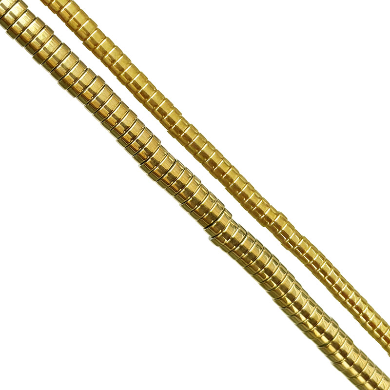 Fil Hématite Galvanisée Dorée 40 cm – Perles Rondelles Plates 4 ou 6 mm