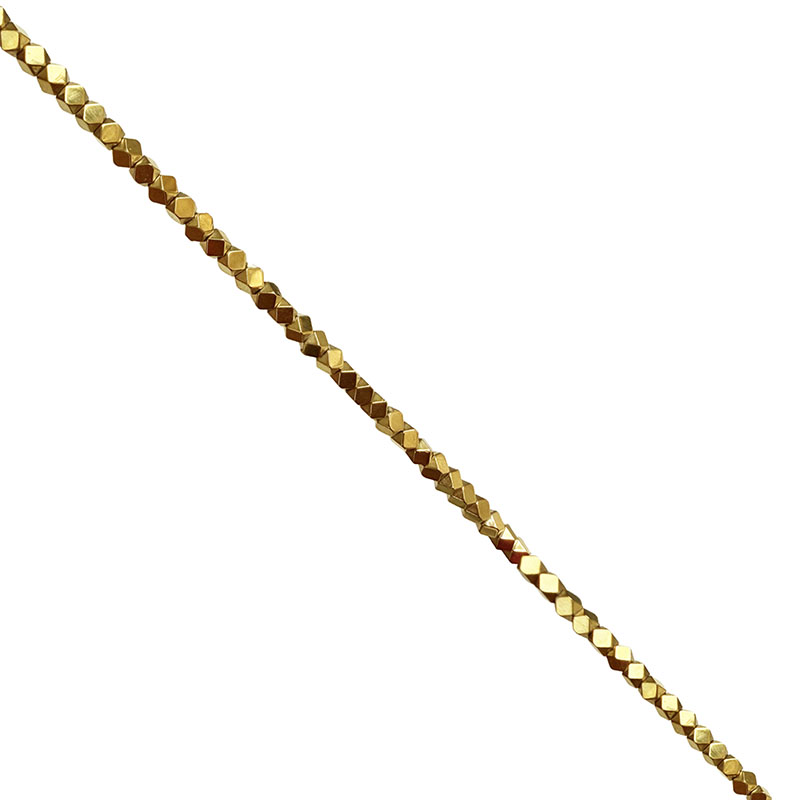Fil Hématite Galvanisée Dorée 40 cm – Perles Carrées Tronquées