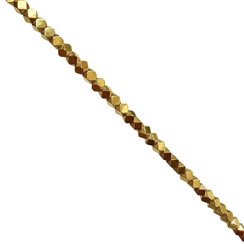 Fil Hématite Galvanisée Dorée 40 cm – Perles Carrées Tronquées
