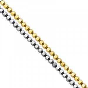 Fil Hématite Galvanisée Perle Octogone – 40 cm – Argentée ou Dorée