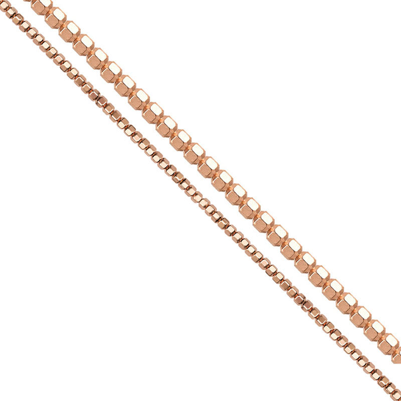 Fil Hematite Galvanisee Rose Gold 40 cm – Perles Octogonales