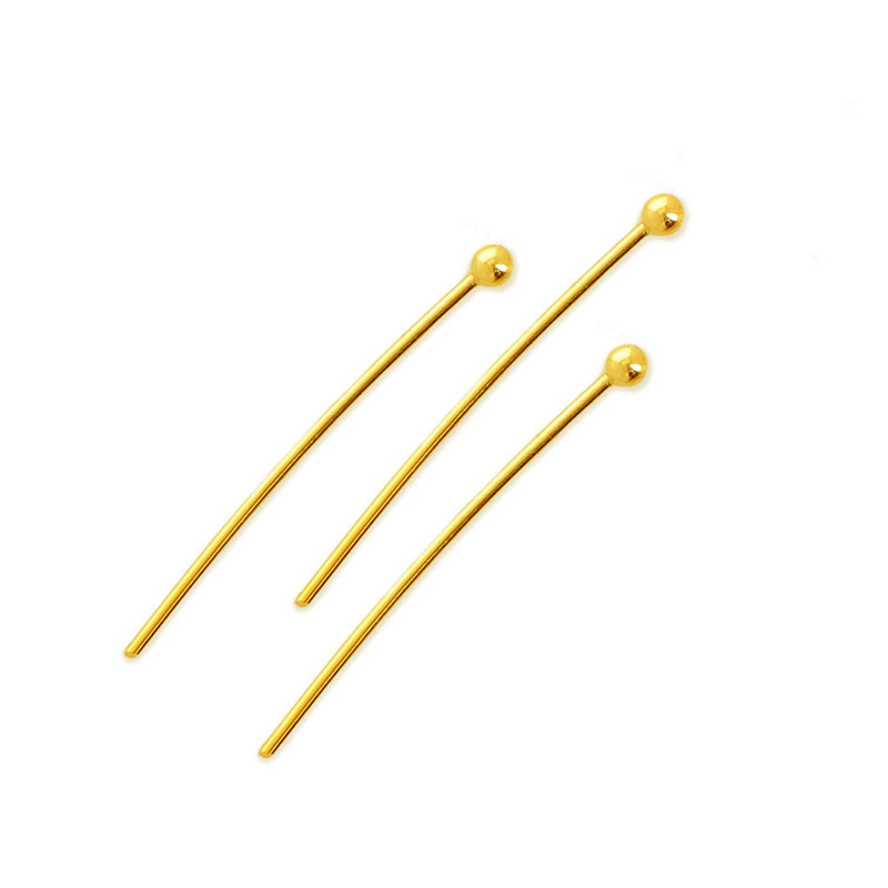 Épingle tete boule plaqué or 3 microns - 50 mm - les 5 grs