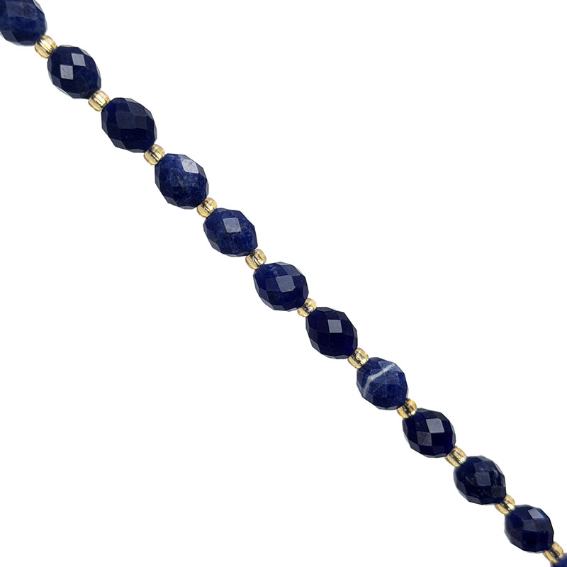 Fil Olive Facettée Sodalite Extra - 8 x 6,6 mm - 39 cm - La pièce