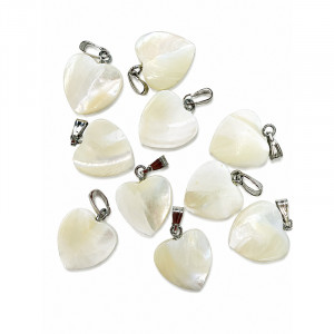 Pendentif coeur Nacre - 15 mm - 10 pièces