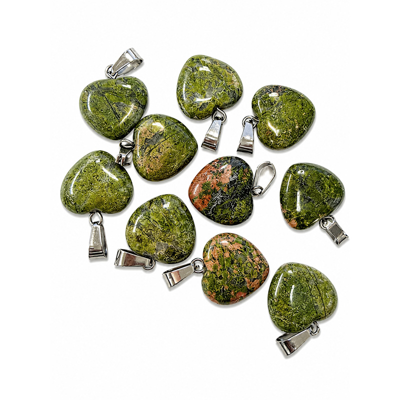 Pendentif coeur Unakite 10 pièces