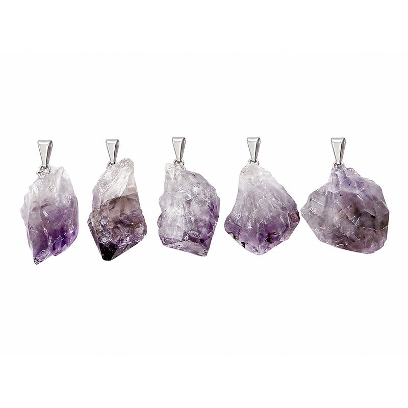 Pendentif Pointe Brute en Pierre Naturelle - 5 pièces
