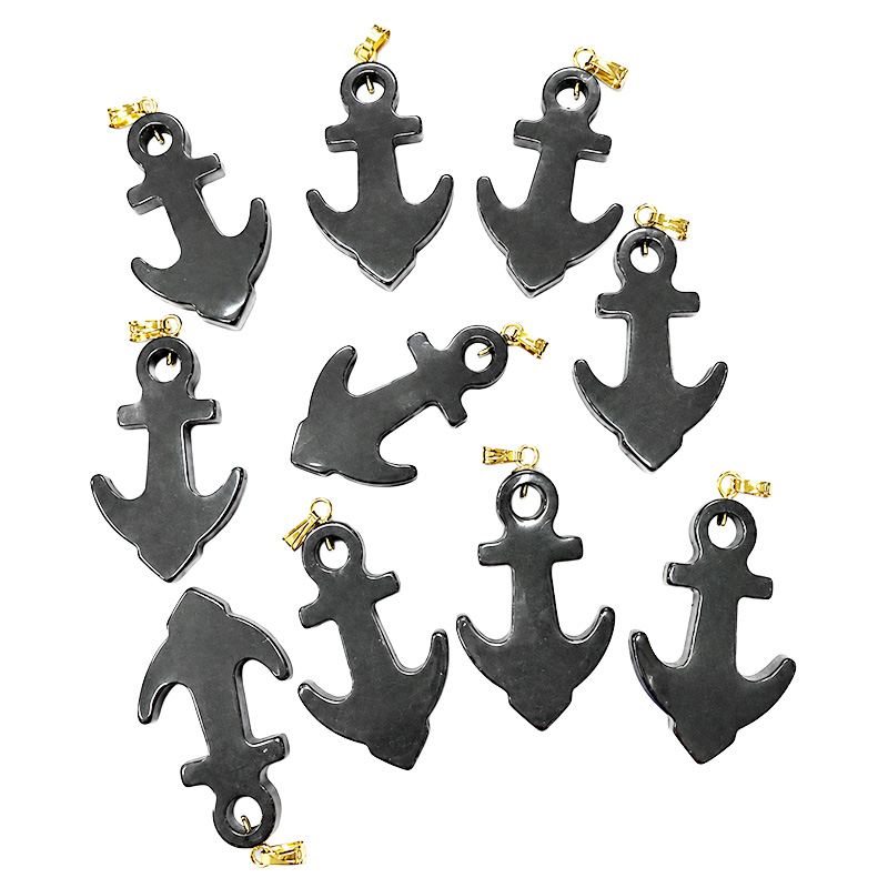 Pendentif Ancre Hématite 10 pces
