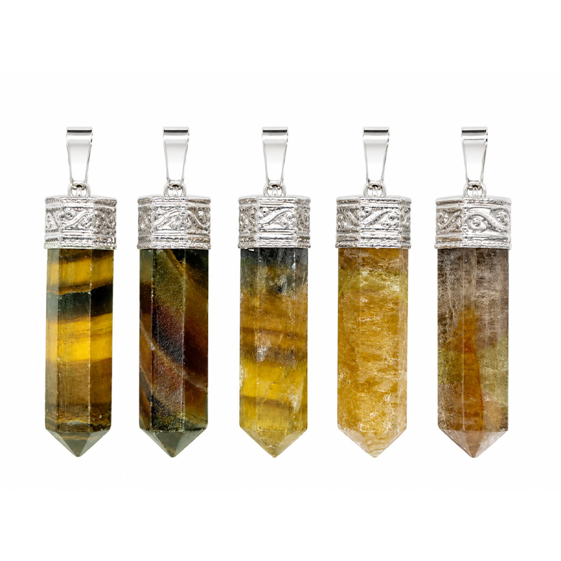 Pendentif pointe polie en pierre naturelle – Lot de 5 pièces