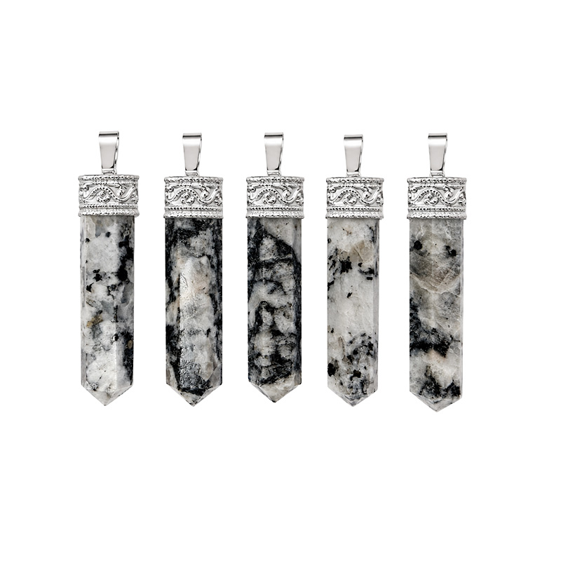 Pendentif pointe polie en pierre naturelle – Lot de 5 pièces