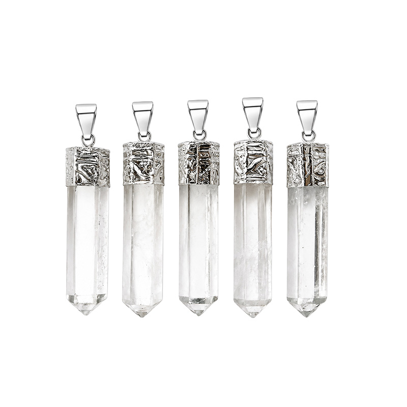 Pendentif pointe polie en pierre naturelle – Lot de 5 pièces