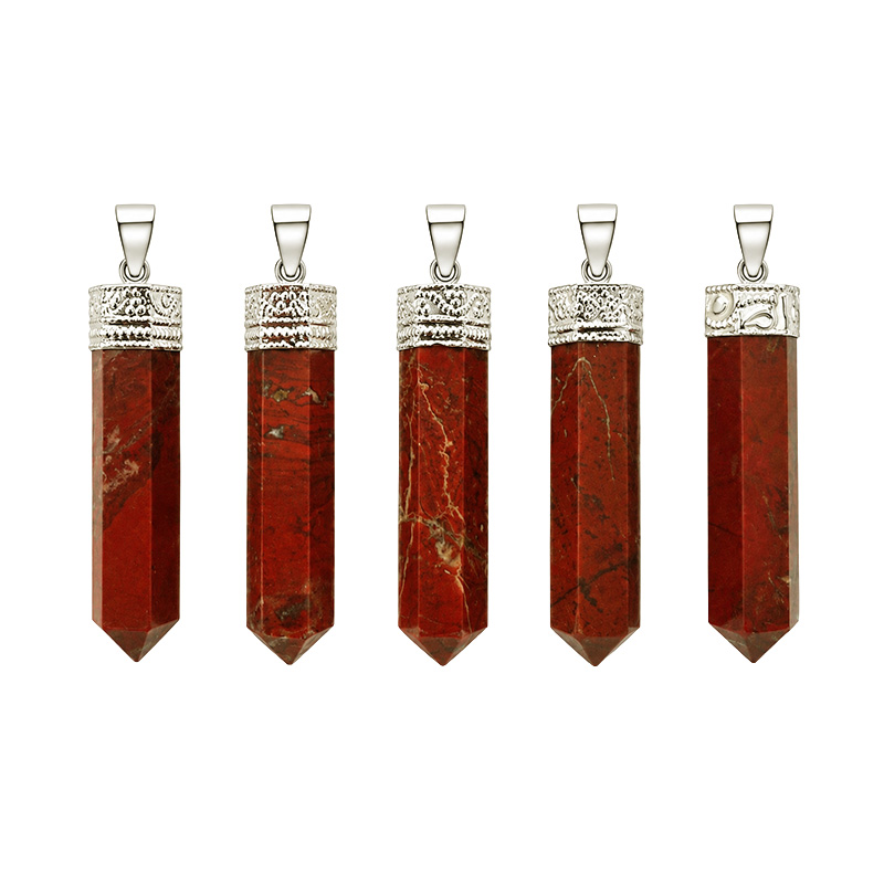 Pendentif pointe polie en pierre naturelle – Lot de 5 pièces