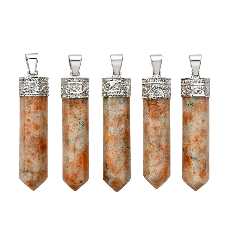 Pendentif pointe polie en pierre naturelle – Lot de 5 pièces