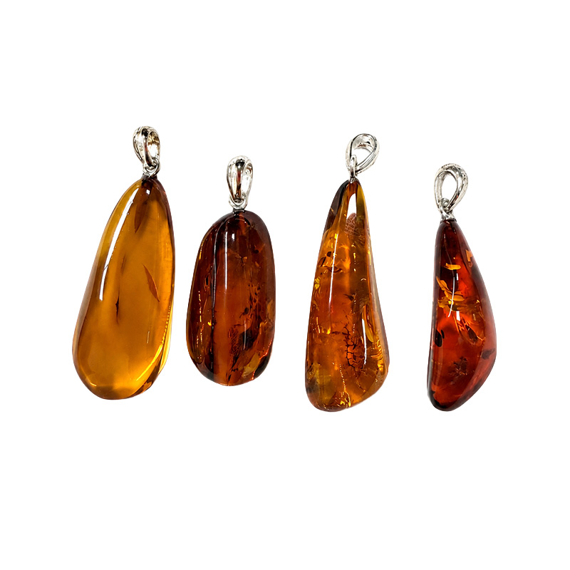 Pendentif Goutte en Ambre de la baltique lot de 4 pièces