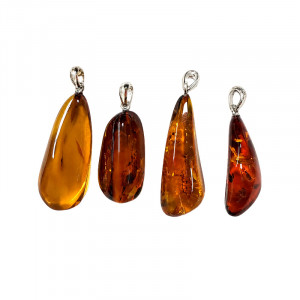 Pendentif Goutte en Ambre de la baltique lot de 4 pièces