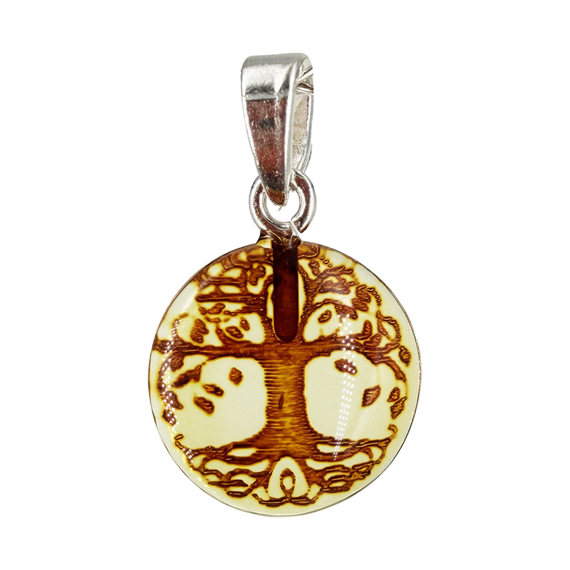 Pendentif Arbre de vie Ambre Argent 925