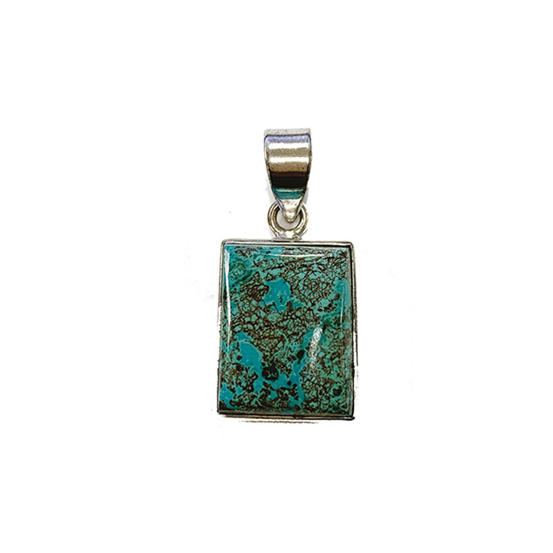 Pendentif chrysocolle -  carré / rectangle - argent 925 rhodié