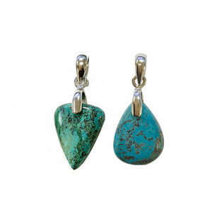 Pendentif chrysocolle - argent 925 rhodié - La pièce