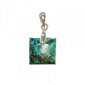 Pendentif Chrysocolle - Forme carré / rectangle - argent 925 rhodié