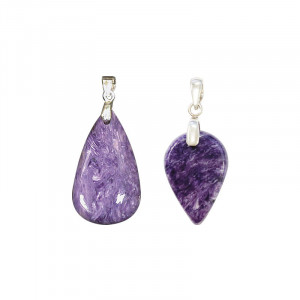 Pendentif charoite T2 argent 0.925 rhodié