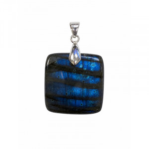 Cabochon Labradorite carré / rectangle percé avec bélière en argent