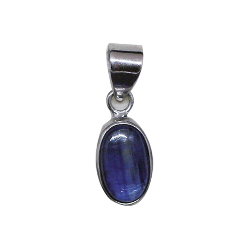 Pendentif oval cyanite argent rhodie