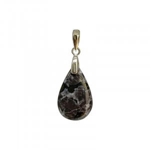 Pendentif Gabbro goutte - argent 925 rhodié
