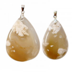 Pendentif Agate Fleur - argent 925 - La pièce