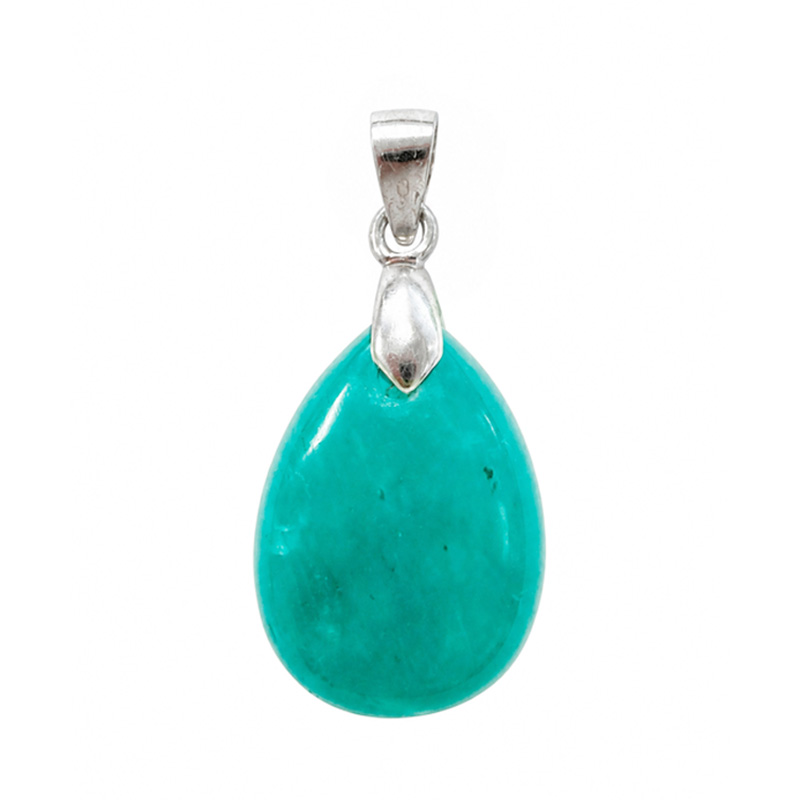 Pendentif goutte plate en Amazonite - Argent - La pièce