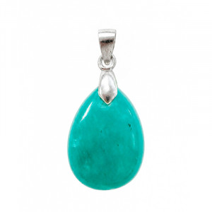 Pendentif goutte plate en Amazonite - Argent - La pièce