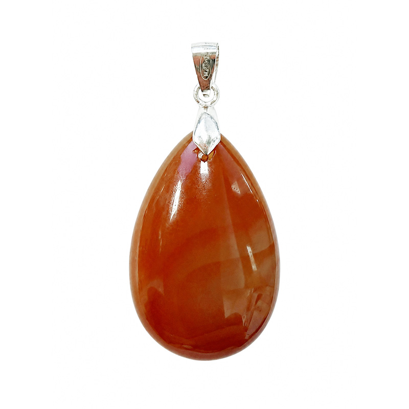 Pendentif Goutte Cornaline et Bélière en Argent 925 - La pièce