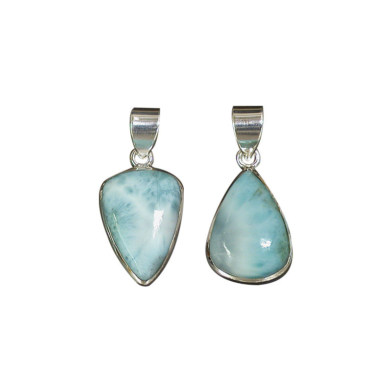 Pendentif Larimar sur argent 0.925 rhodié