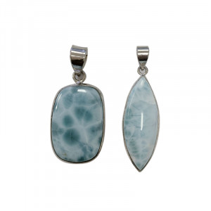 Pendentif larimar sur argent 0.925 rhodié
