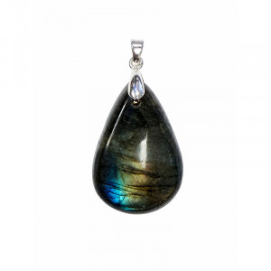 Cabochon goutte Labradorite percé bélière argent