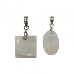 Pendentif pierre de lune T2 argent 0.925 rhodié