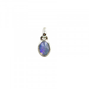 Pendentif opale forme ovale argent 0.925