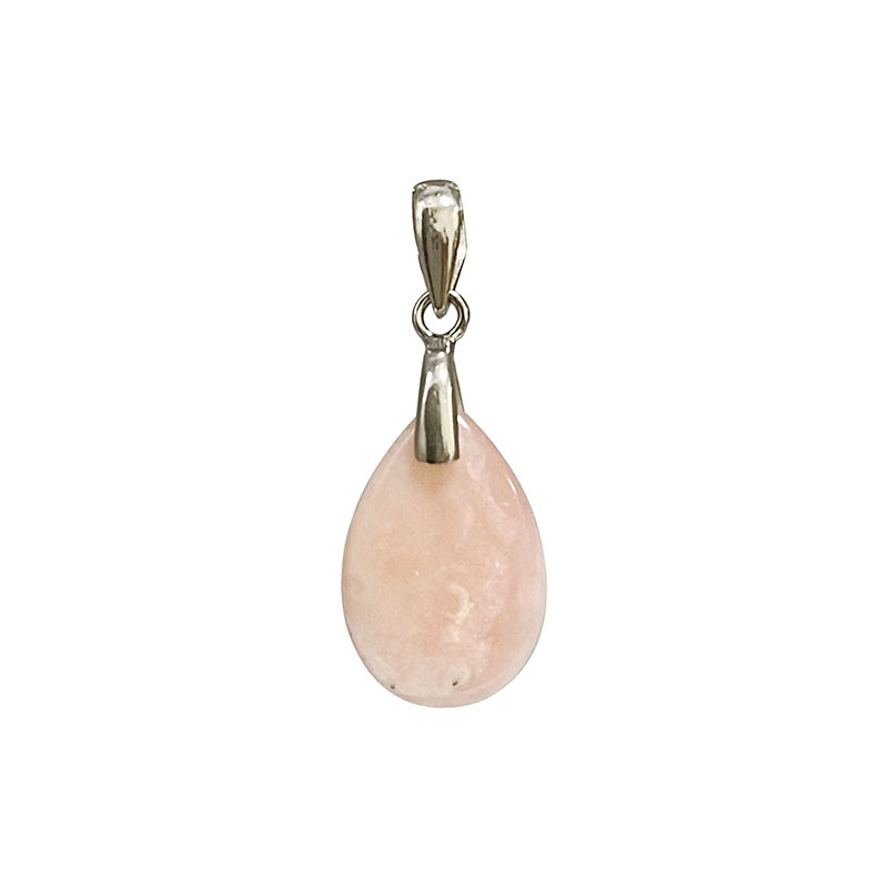 Pendentif Opale rose goutte - argent 925 rhodié
